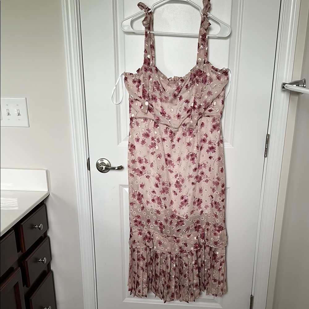 Lulu's Pink Sleeveless Ruffled Midi Dress